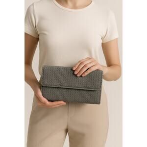Classic Gray Woven Clutch Wallet Mundi RFID Organizer Purse